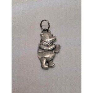 Vintage Winnie the Pooh Keychain Metal Charm – Classic Bear Holding Honey Pot